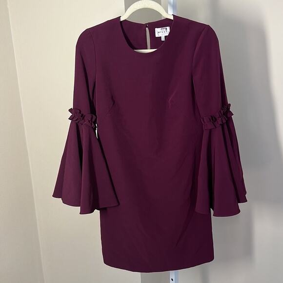 Milly Cady Bell Sleeve Dress Merlot Mini Dress size 0 - Picture 4 of 7
